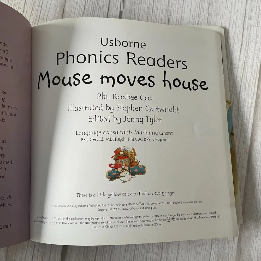 🍋 4/$20 Mouse Moves House Usborne Phonics Reader | Kids Books Childrens Books - Picture 3 of 7